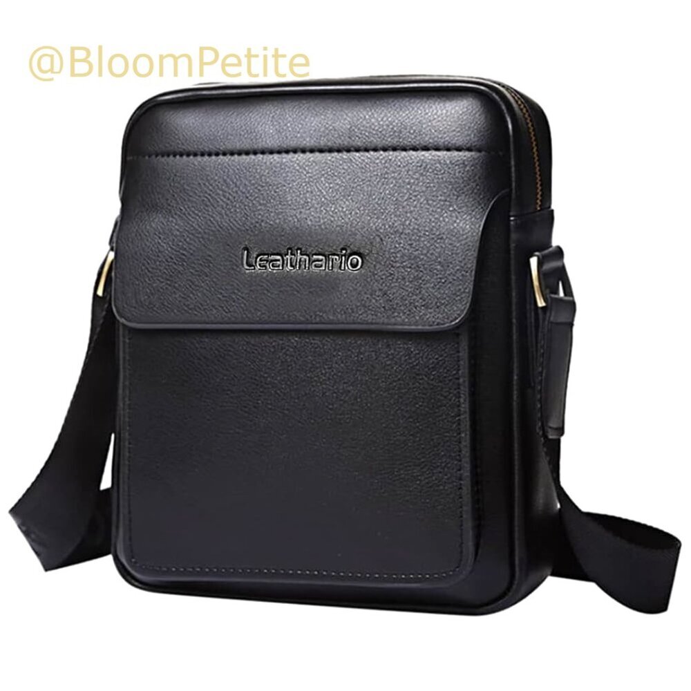 Vegan Leather Crossbody Bag For Men Work Travel Messenger Purse